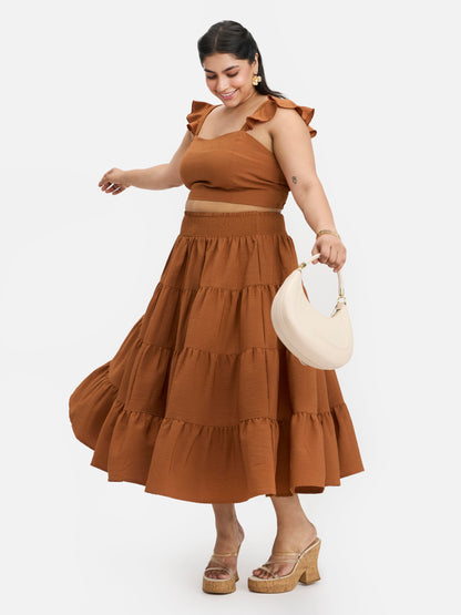 Bubble Crepe Ruffle Strap Top