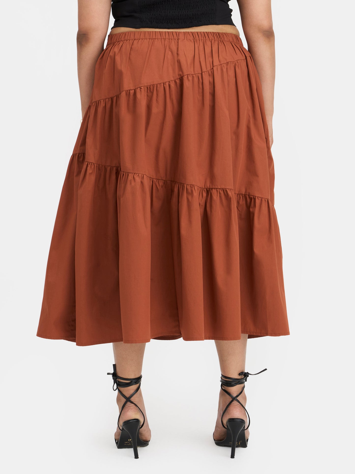 100% Cotton Tiered Midi Skirt