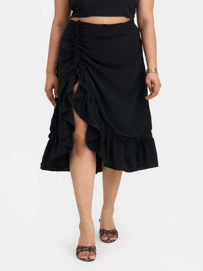 Georgette Ruffled Midi Skirt