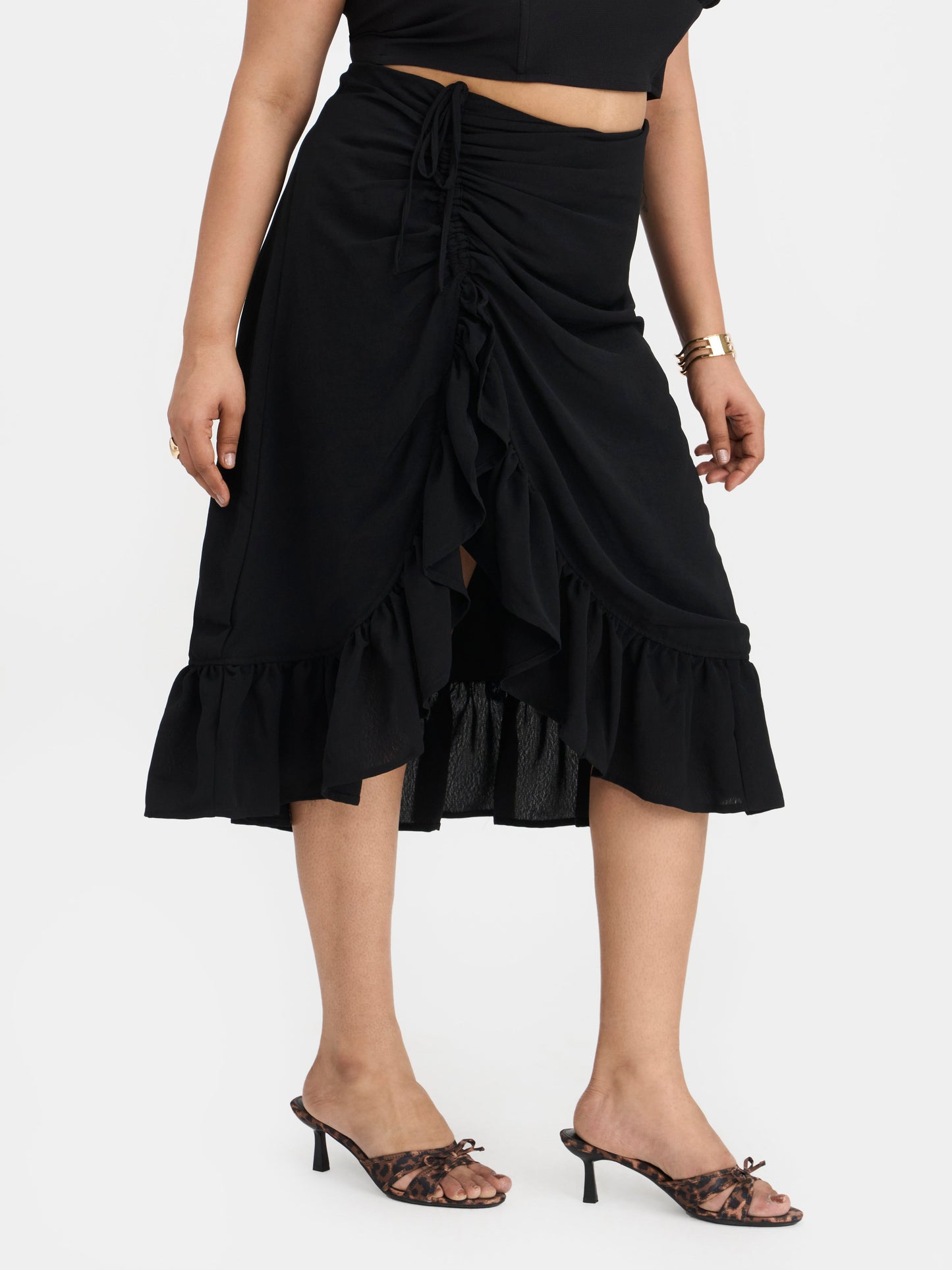 Georgette Ruffled Midi Skirt
