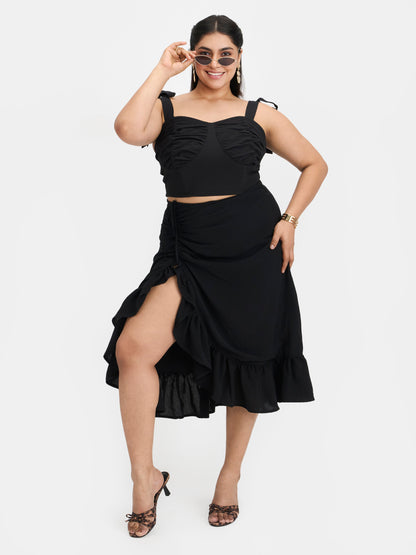 Georgette Ruffled Midi Skirt