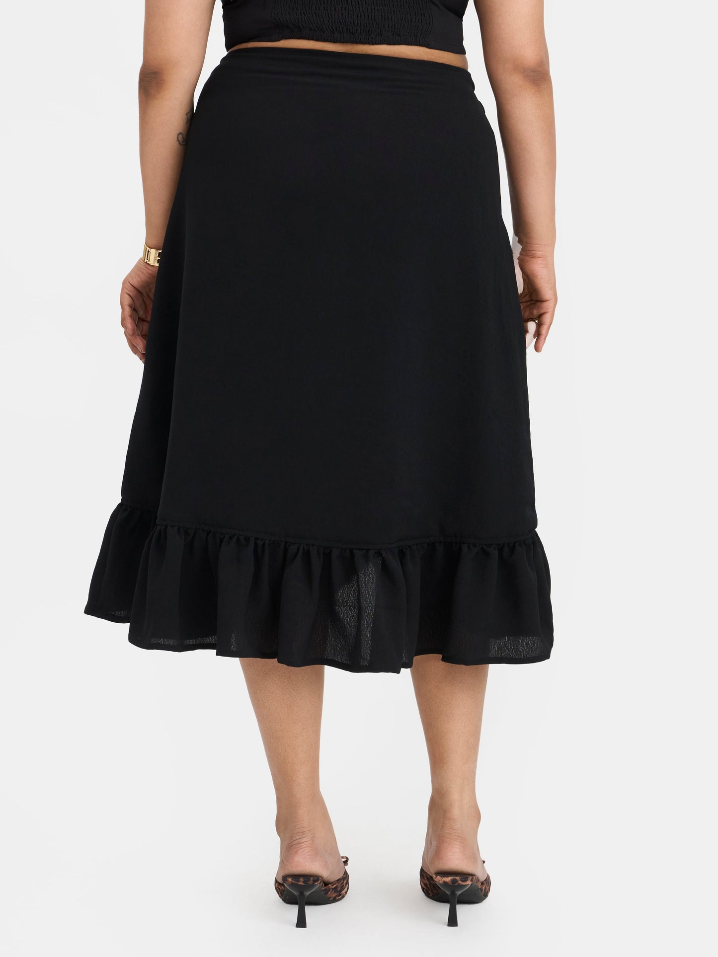 Georgette Ruffled Midi Skirt