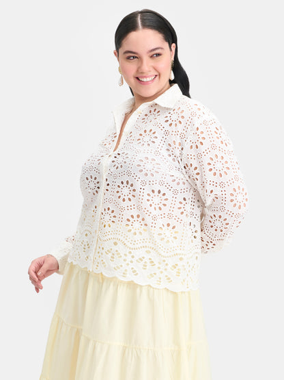 100% Cotton Boxy Schiffli Shirt