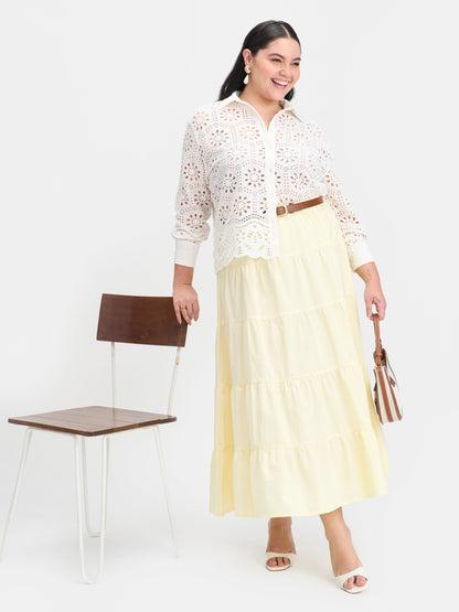 100% Cotton Boxy Schiffli Shirt