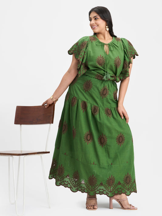 100% Cotton Schiffli Maxi Skirt