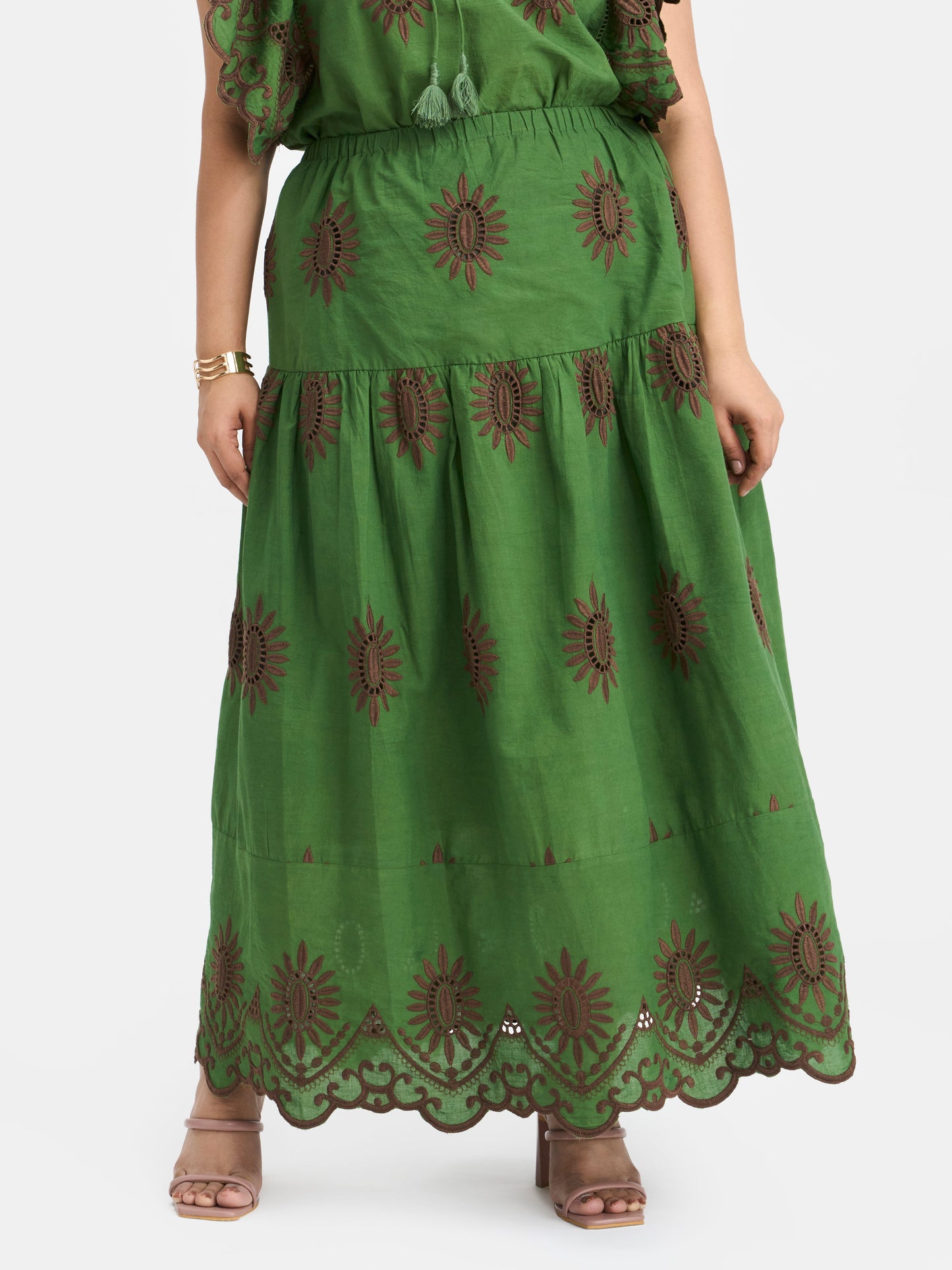 100% Cotton Schiffli Maxi Skirt