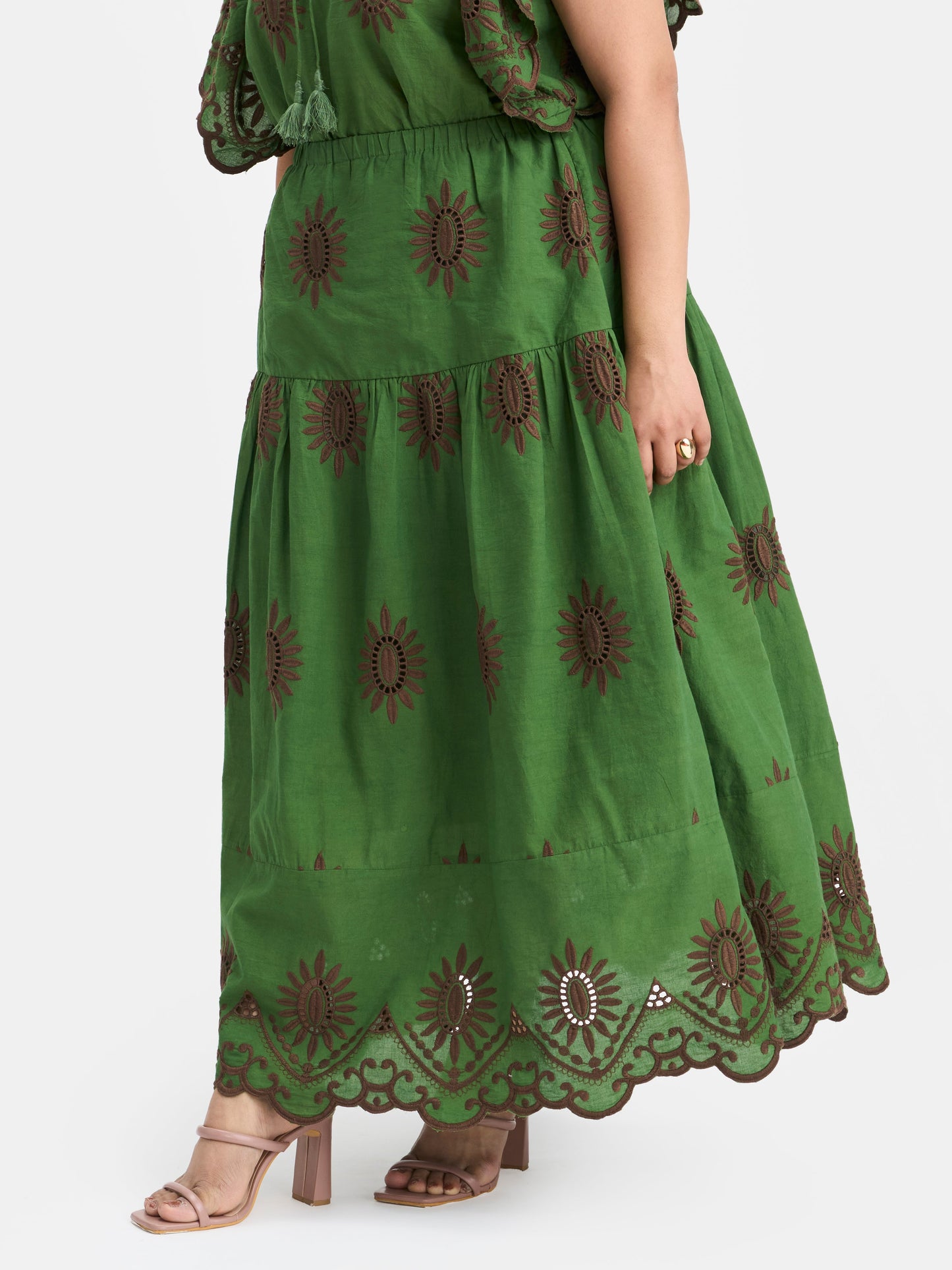 100% Cotton Schiffli Maxi Skirt