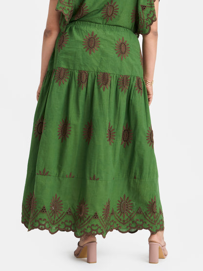 100% Cotton Schiffli Maxi Skirt