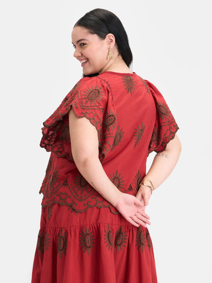 100% Cotton Schiffli Tie-Up Top