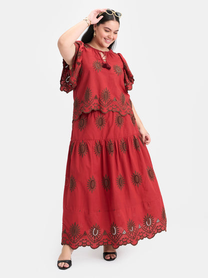 100% Cotton Schiffli Maxi Skirt