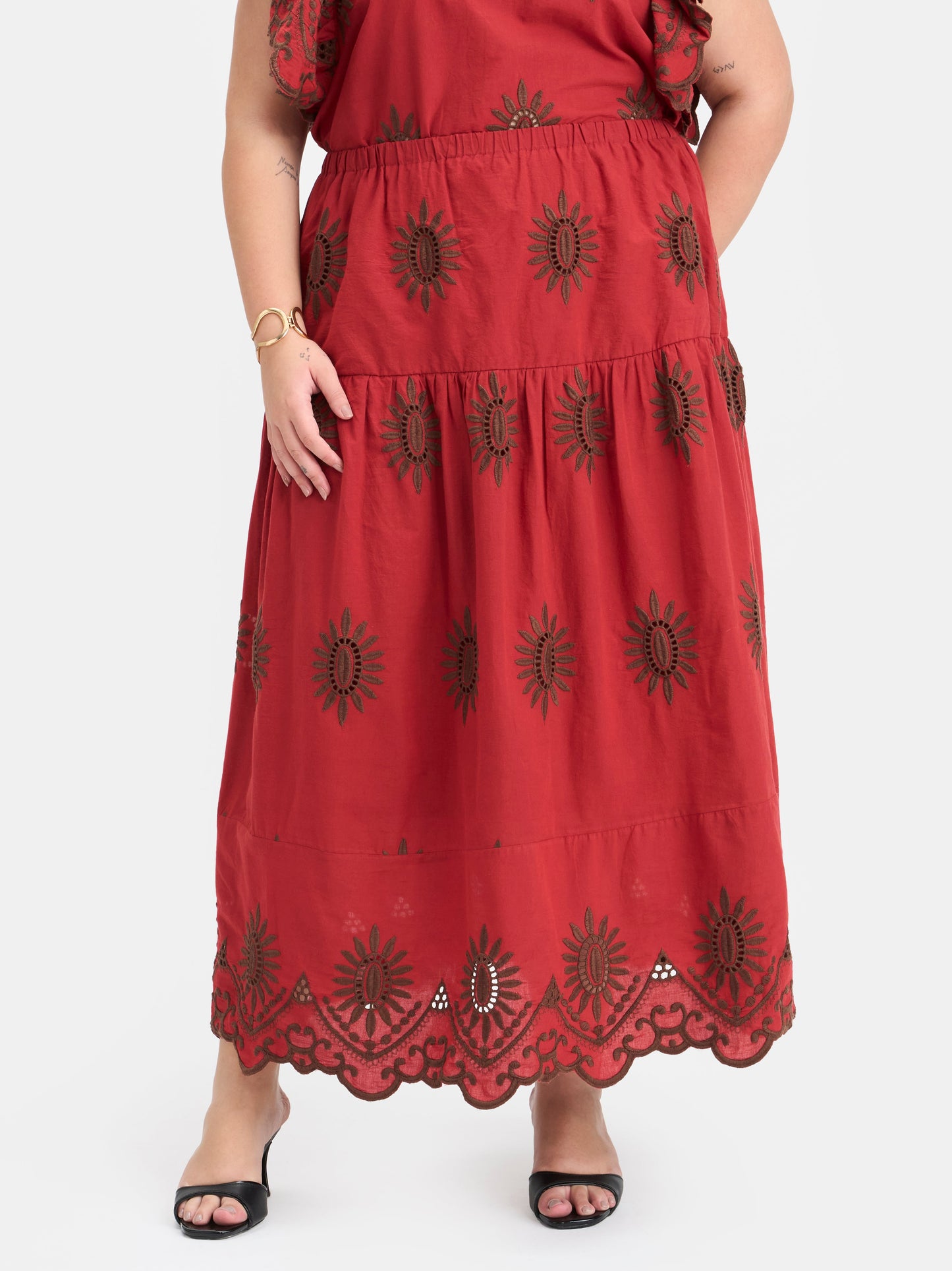 100% Cotton Schiffli Maxi Skirt