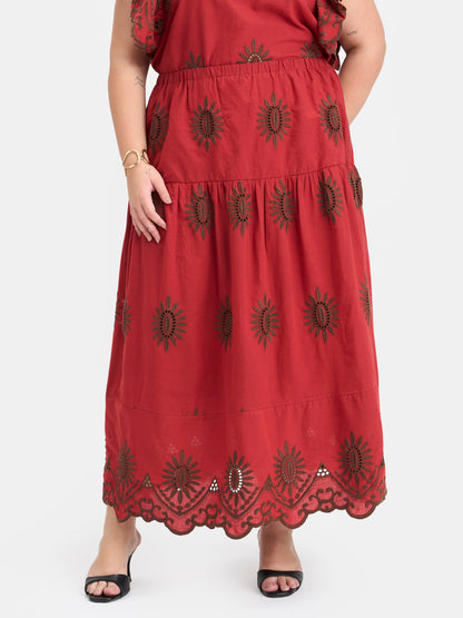100% Cotton Schiffli Maxi Skirt