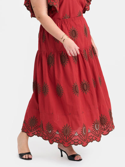 100% Cotton Schiffli Maxi Skirt