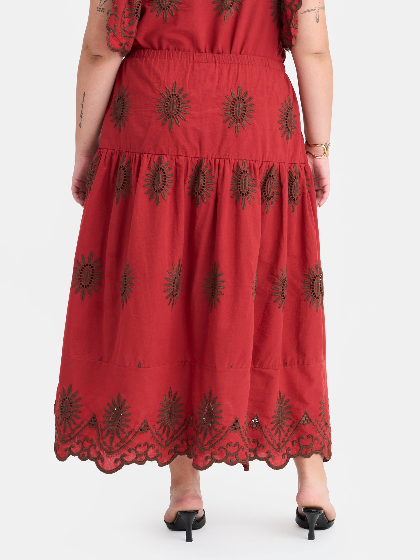 100% Cotton Schiffli Maxi Skirt