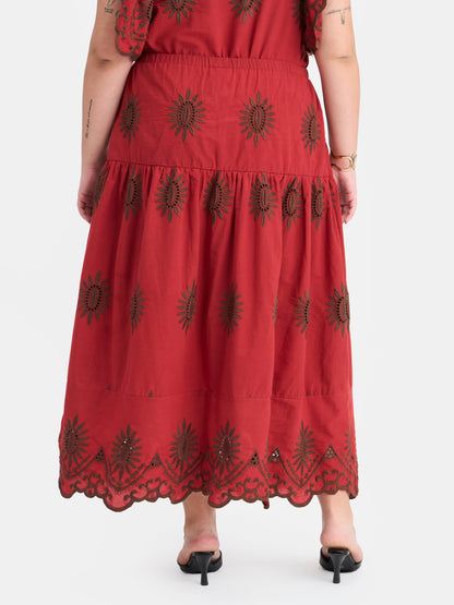 100% Cotton Schiffli Maxi Skirt