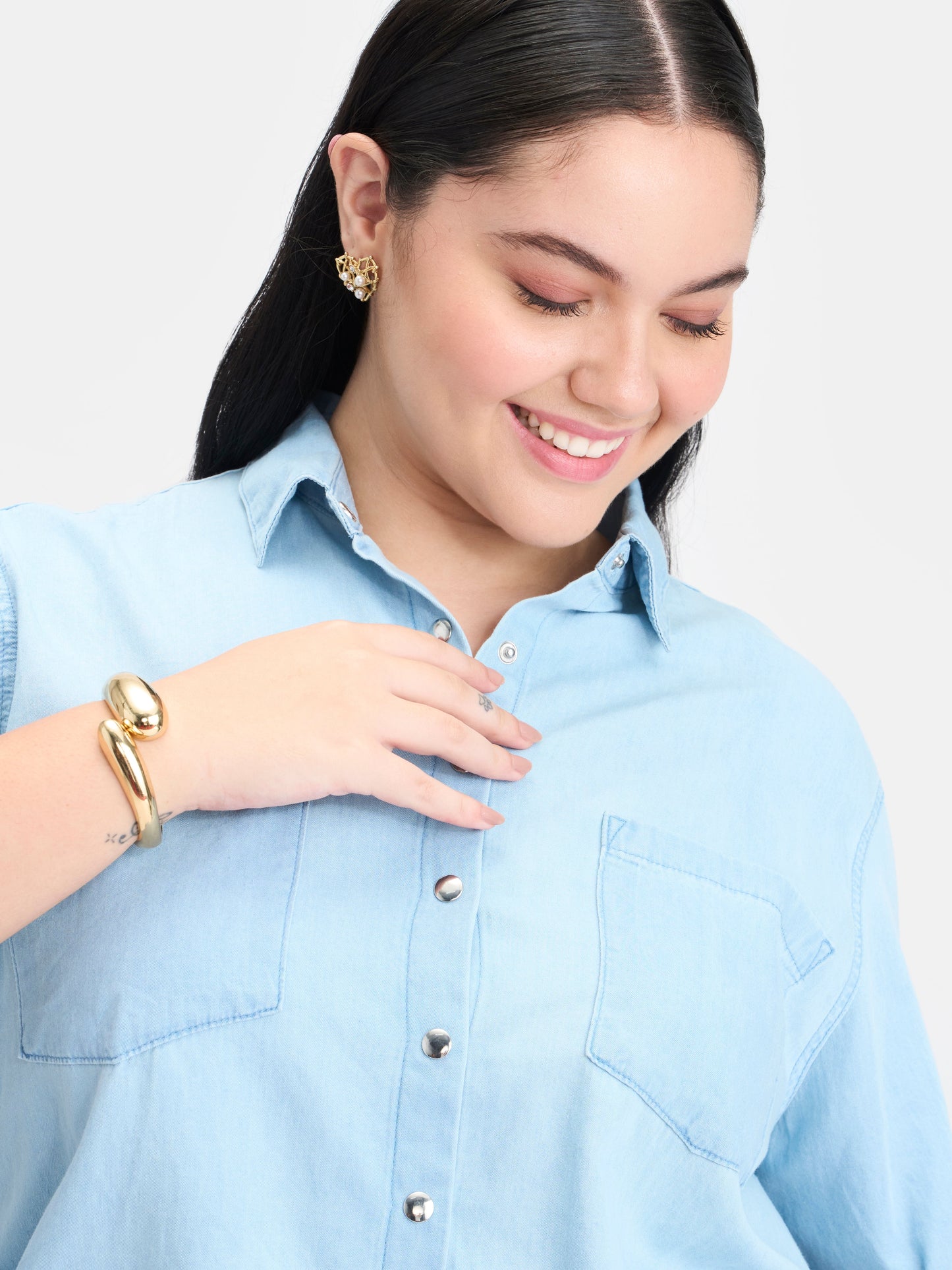 100% Cotton Side Drawcords Denim Shirt