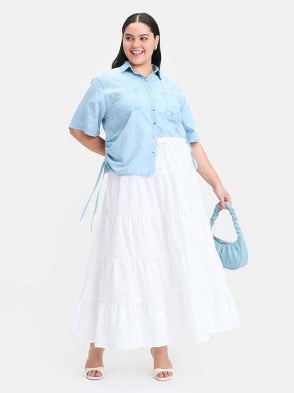 100% Cotton Side Drawcords Denim Shirt