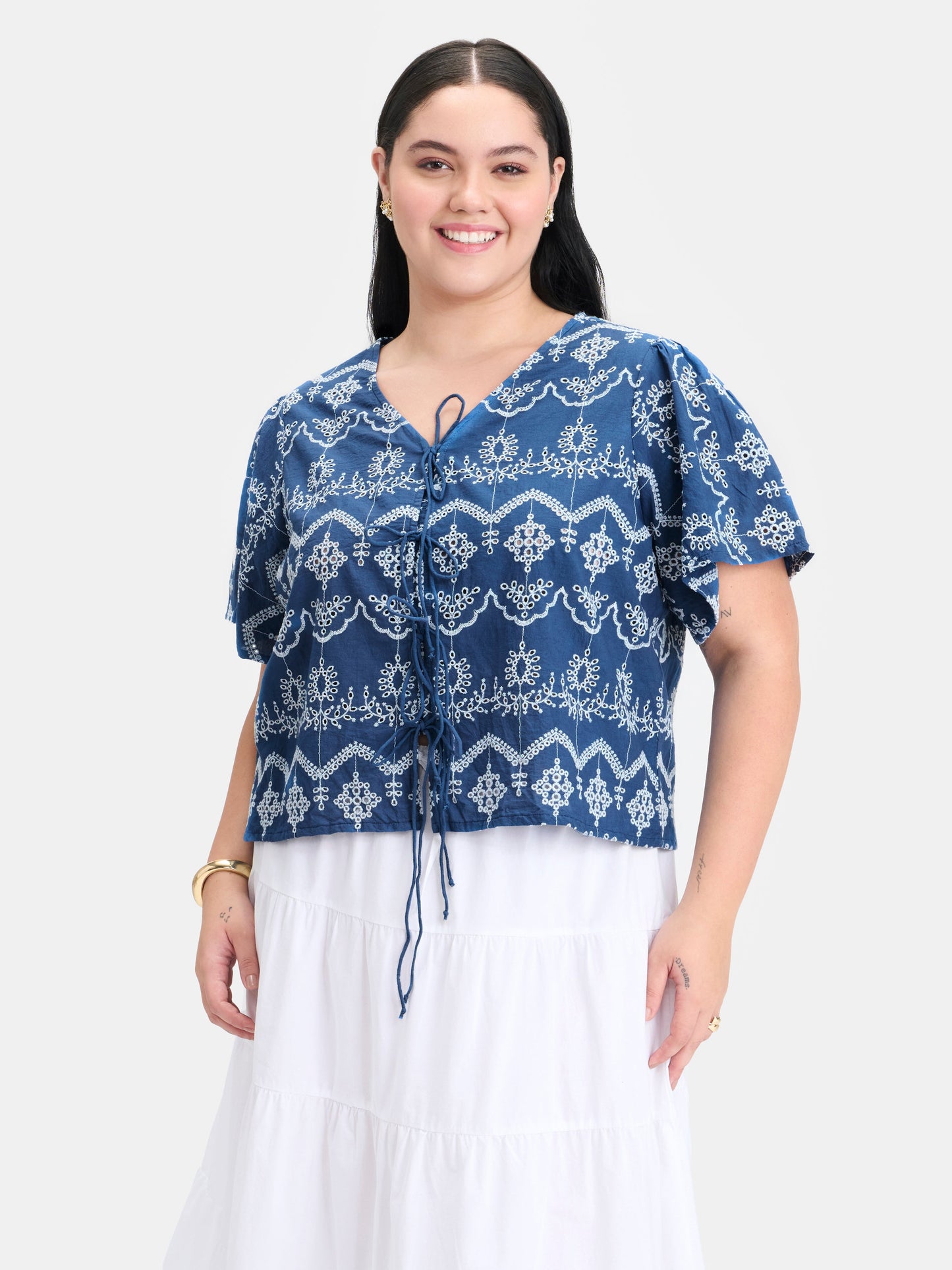 100% Cotton Cropped Tie-Up Top