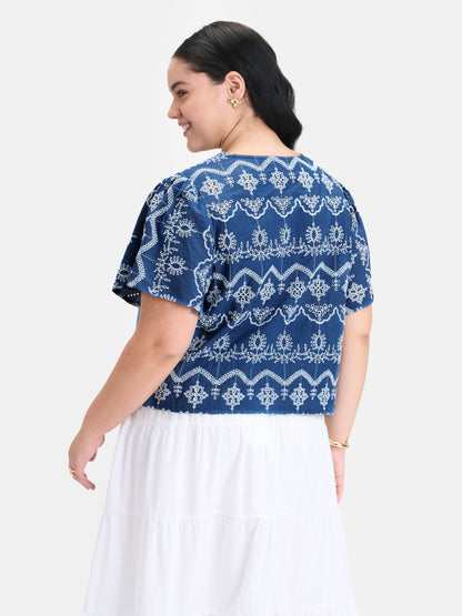 100% Cotton Cropped Tie-Up Top