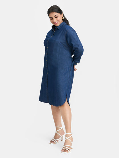 100% Cotton Denim Shirt Dress