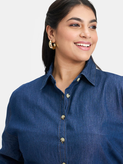 100% Cotton Denim Shirt Dress