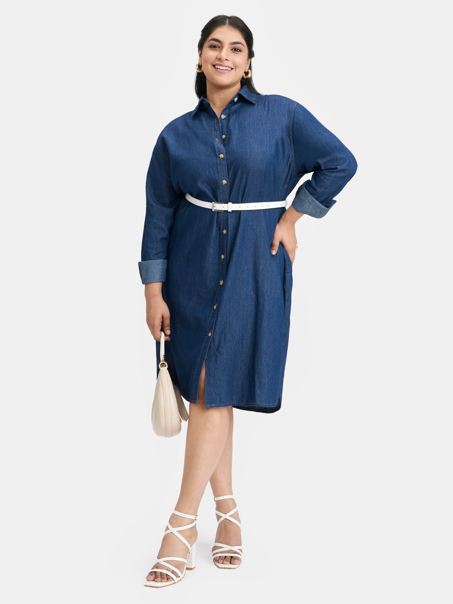 100% Cotton Denim Shirt Dress