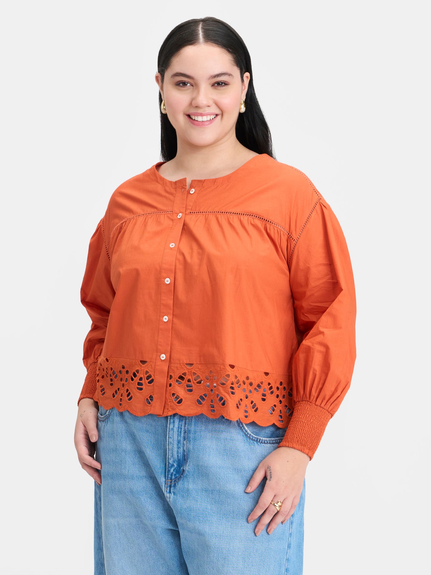 100% Cotton Scallop Blouse