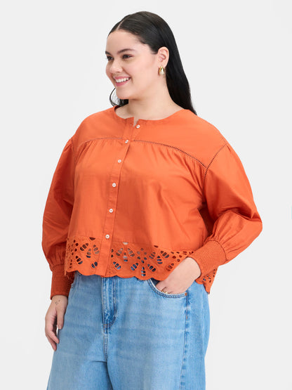 100% Cotton Scallop Blouse