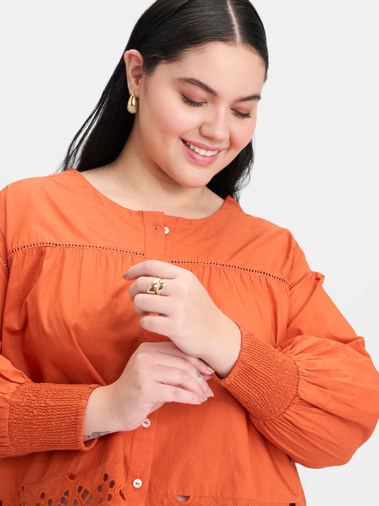 100% Cotton Scallop Blouse