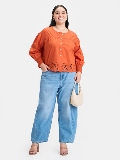 100% Cotton Scallop Blouse