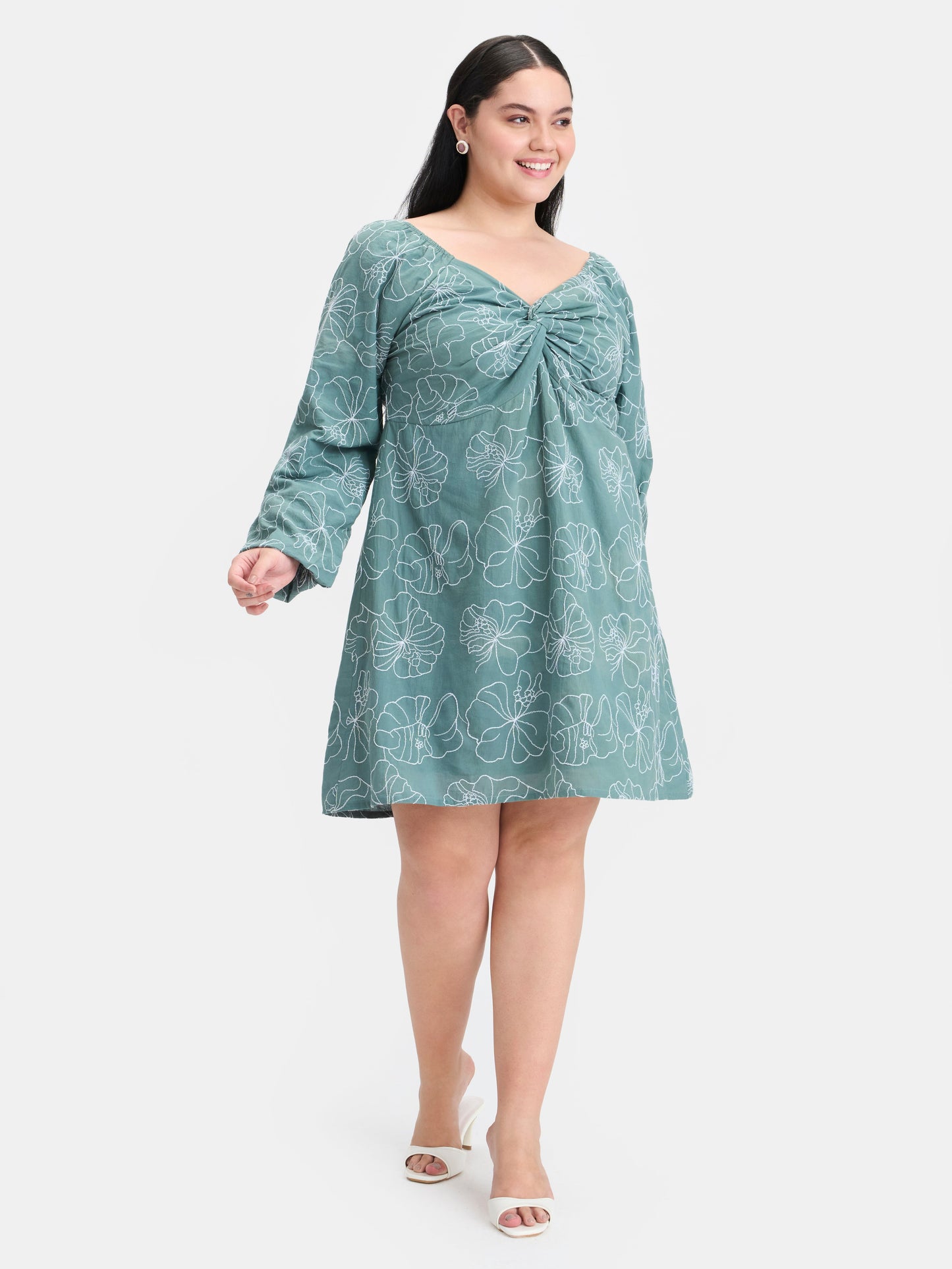 100% Cotton Embroidered Mini Dress