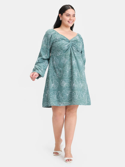 100% Cotton Embroidered Mini Dress