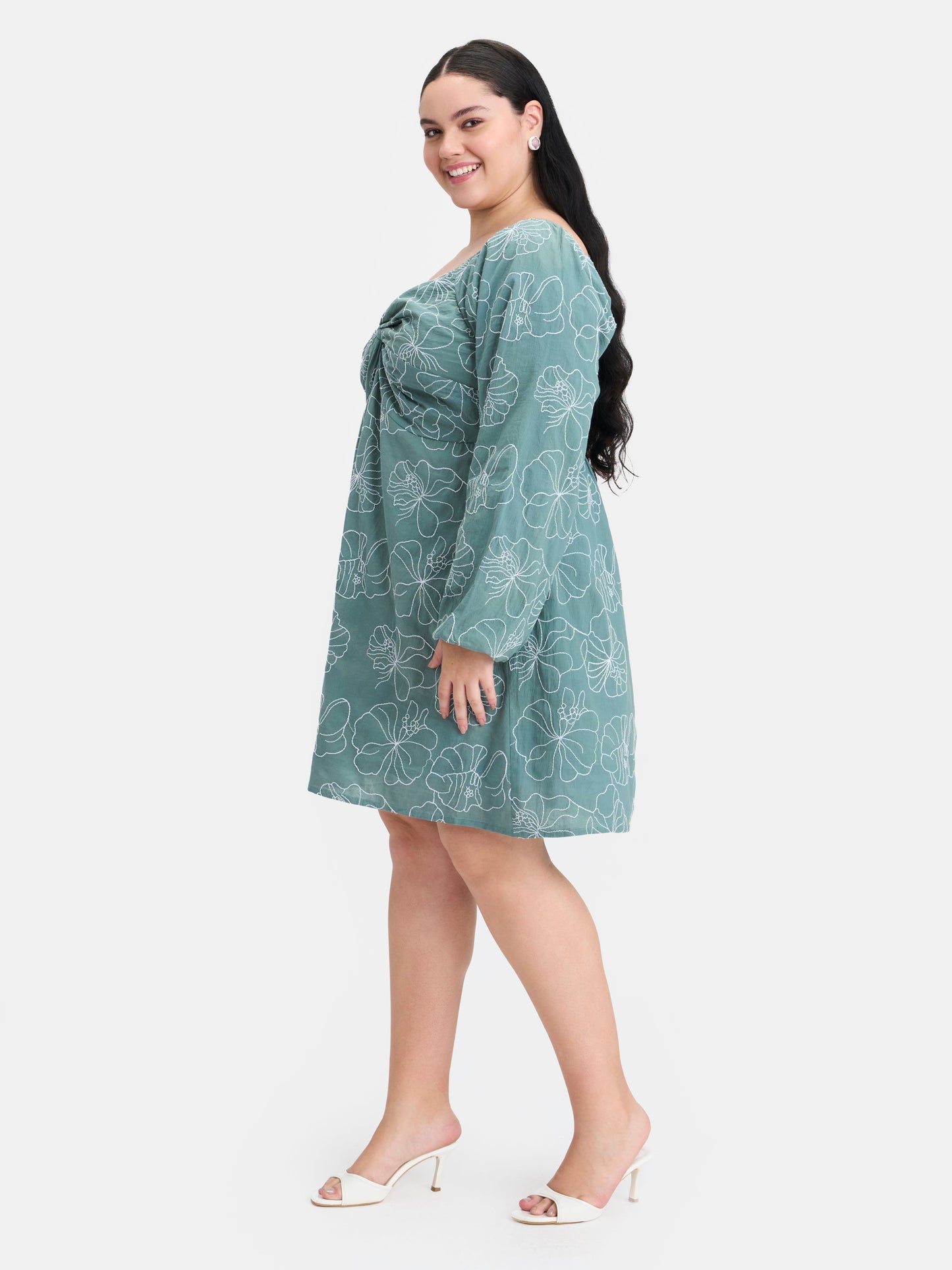 100% Cotton Embroidered Mini Dress