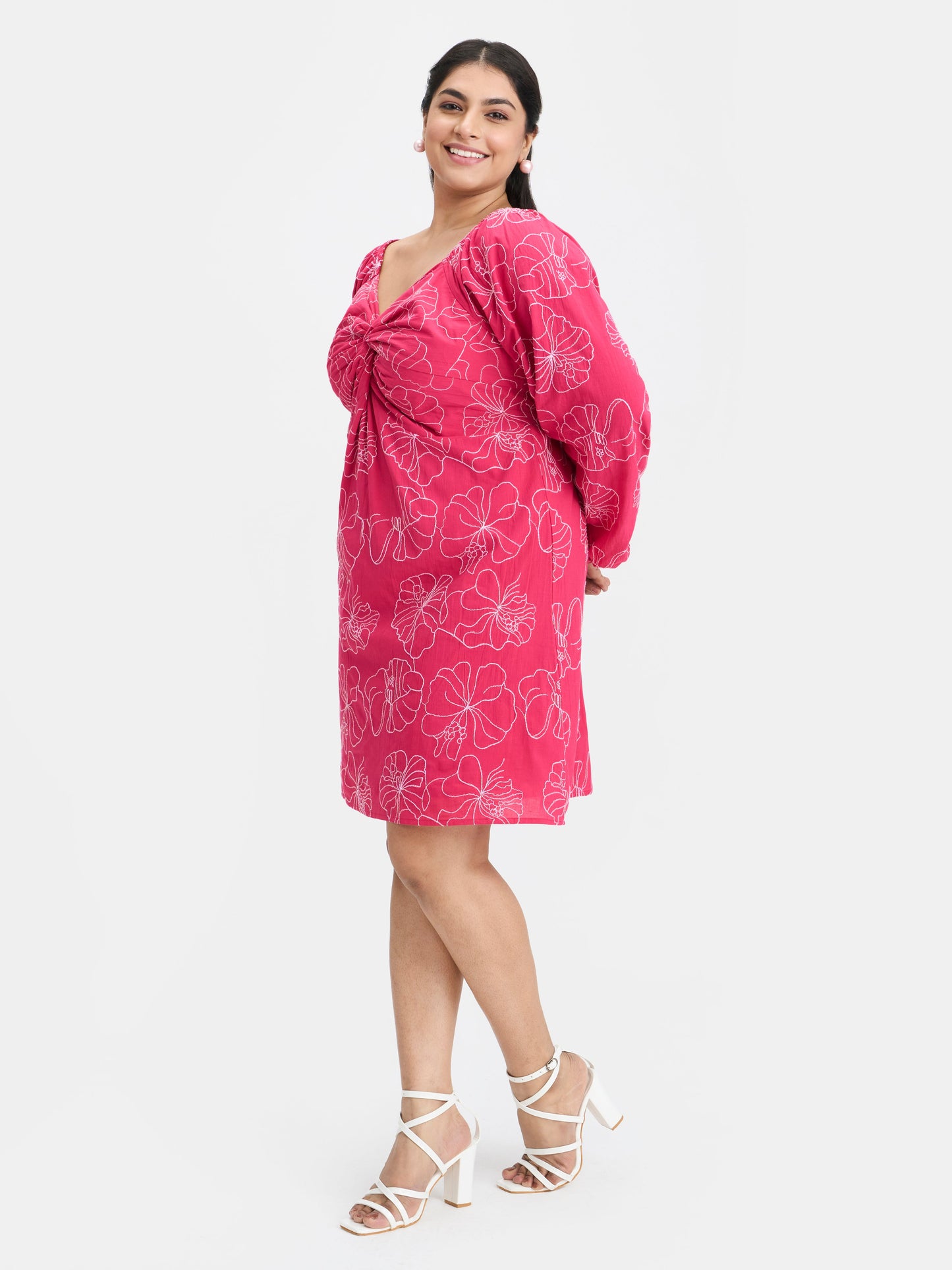 100% Cotton Embroidered Mini Dress