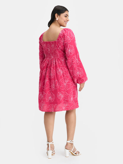 100% Cotton Embroidered Mini Dress