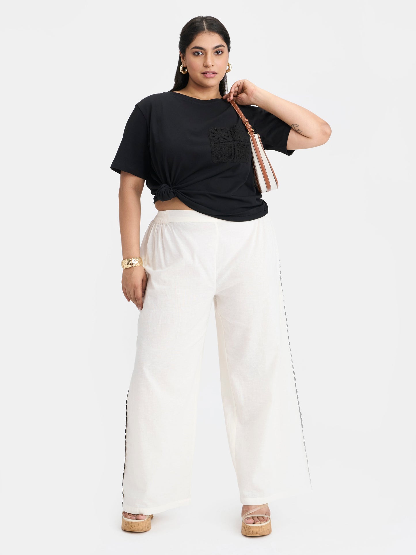 100% Cotton Crochet Patch Pocket Tee