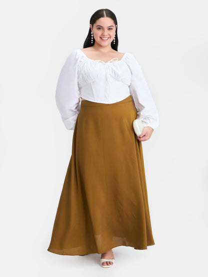 100% Cotton Ruched Blouson Sleeve Top