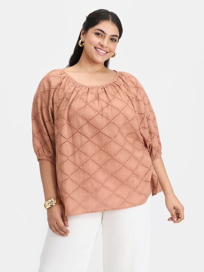 100% Cotton Schiffli Raglan Top