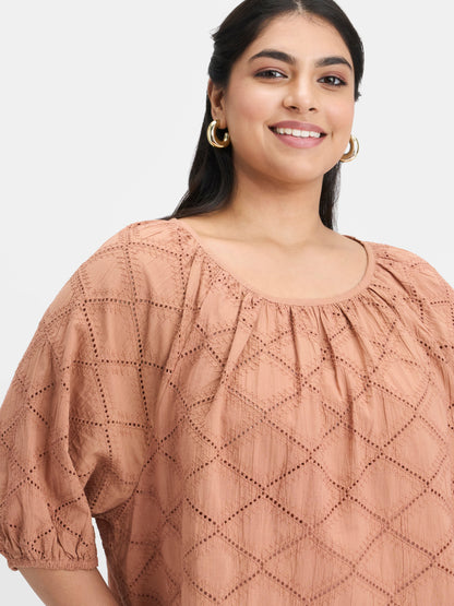 100% Cotton Schiffli Raglan Top