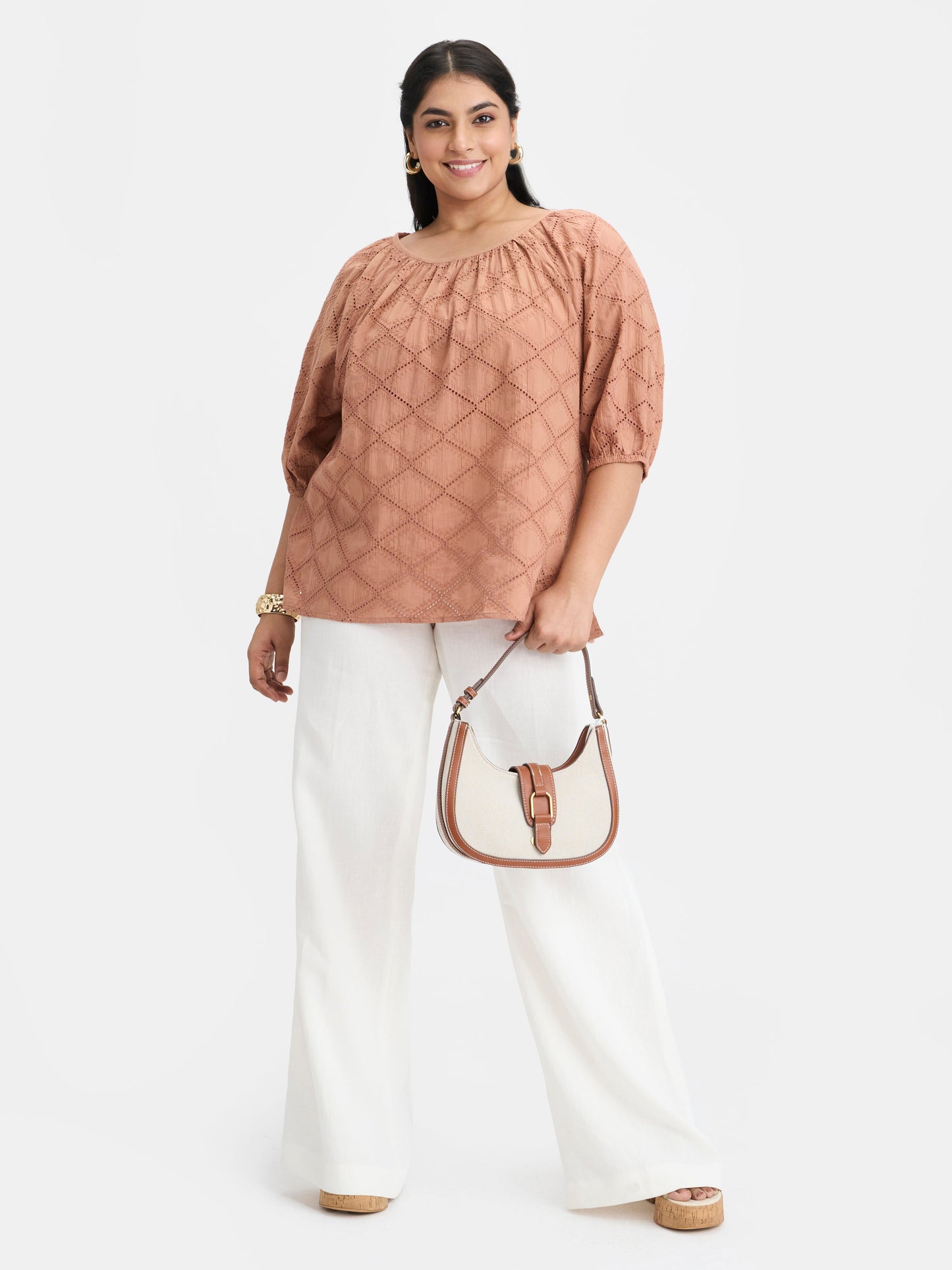 100% Cotton Schiffli Raglan Top