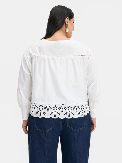 100% Cotton Scallop Blouse