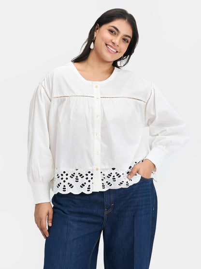 100% Cotton Scallop Blouse