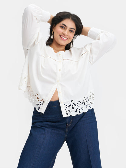 100% Cotton Scallop Blouse