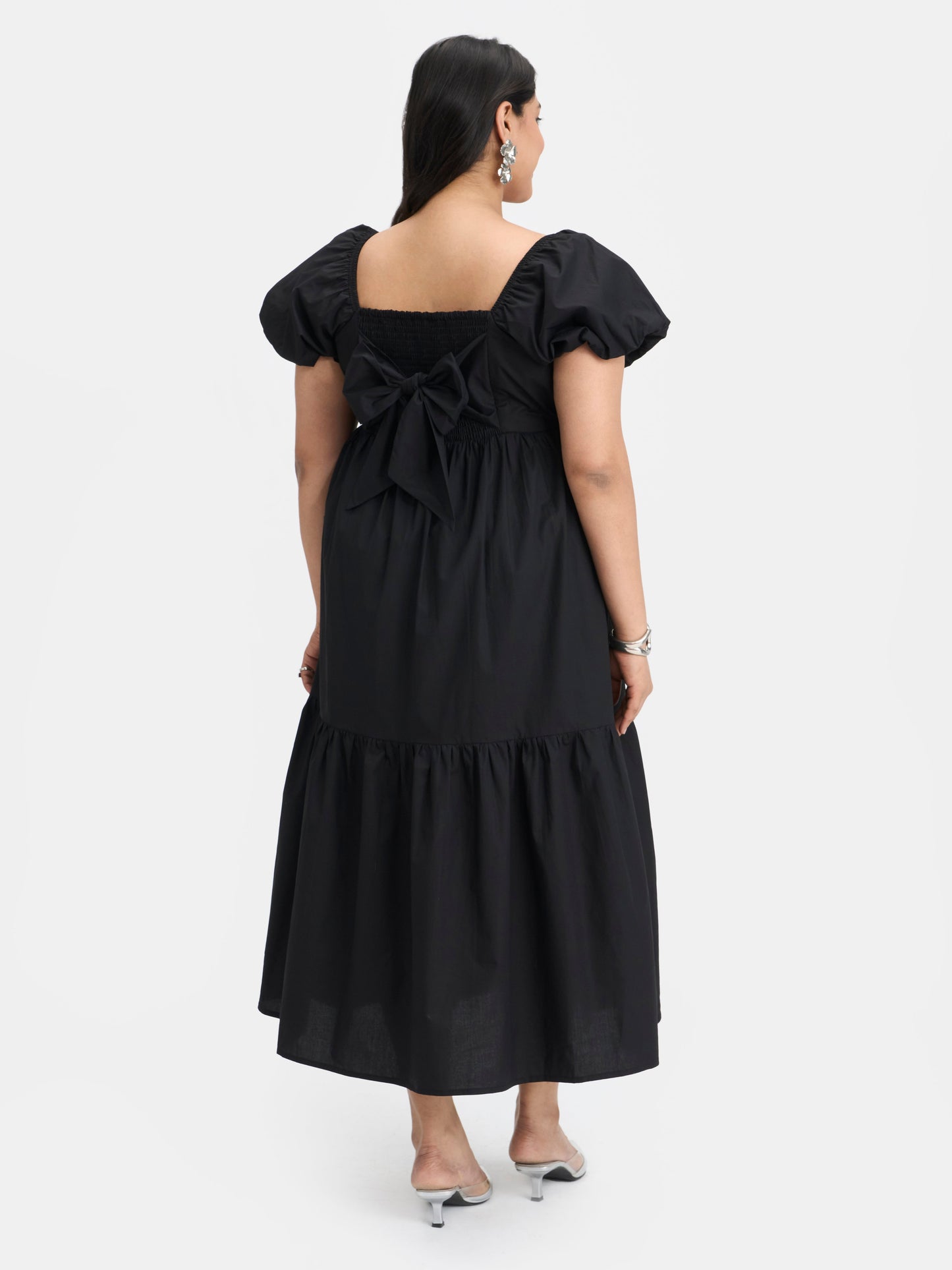 100% Cotton Puff Sleeve Maxi Dress