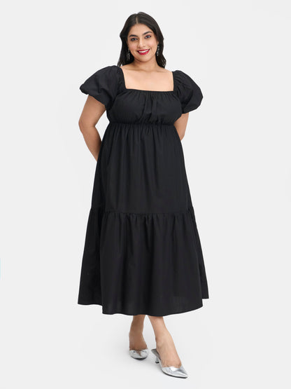 100% Cotton Puff Sleeve Maxi Dress