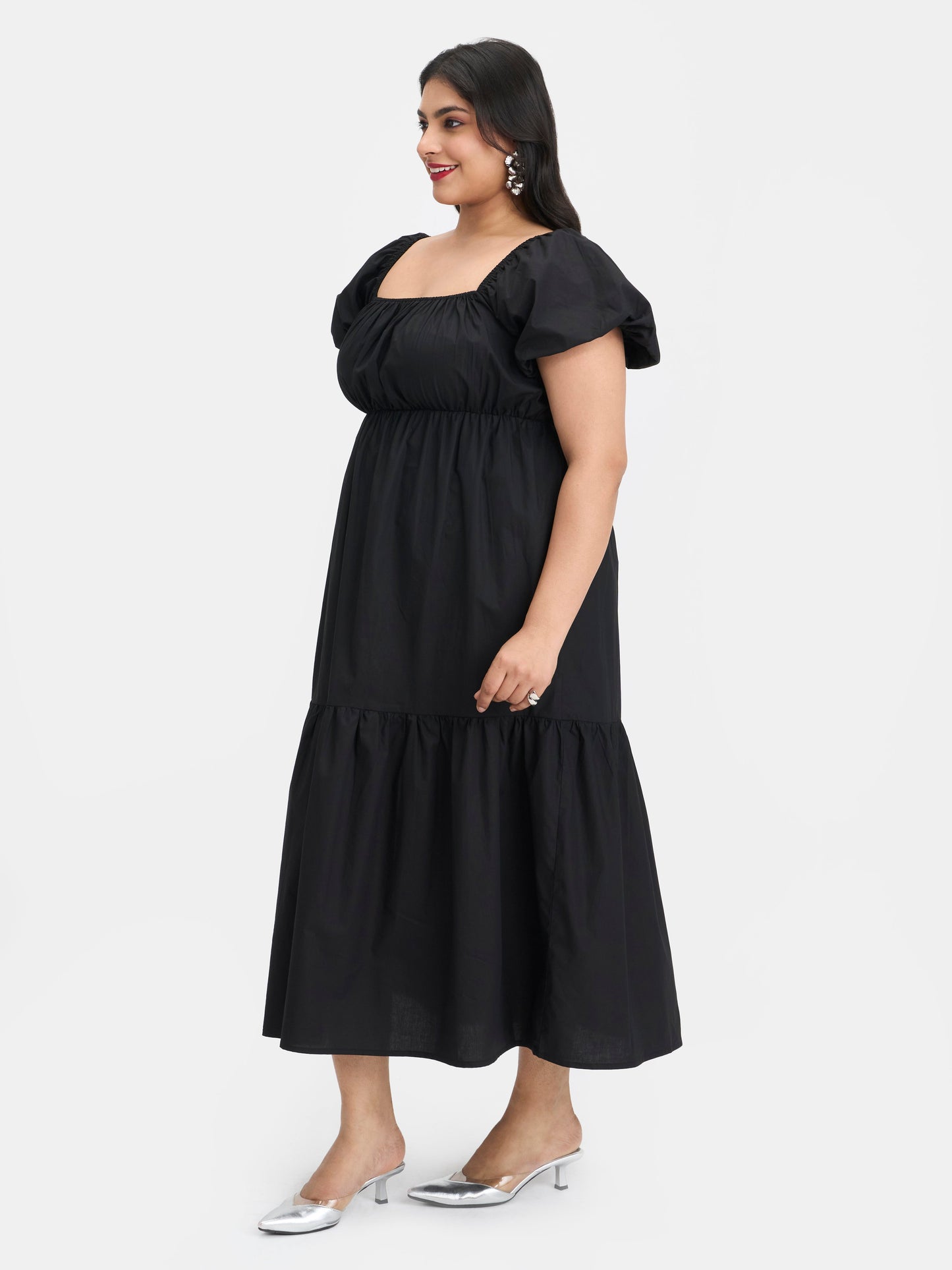 100% Cotton Puff Sleeve Maxi Dress