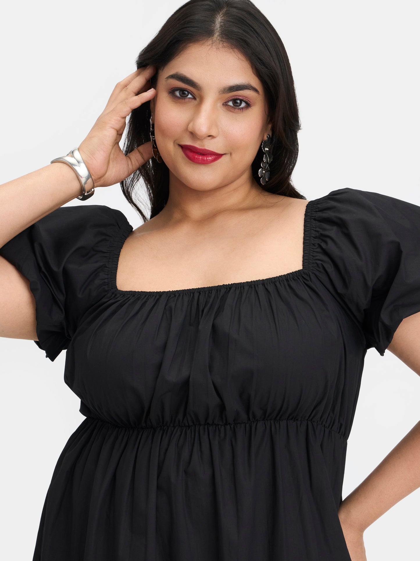 100% Cotton Puff Sleeve Maxi Dress