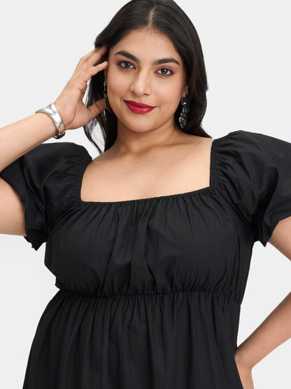 100% Cotton Puff Sleeve Maxi Dress