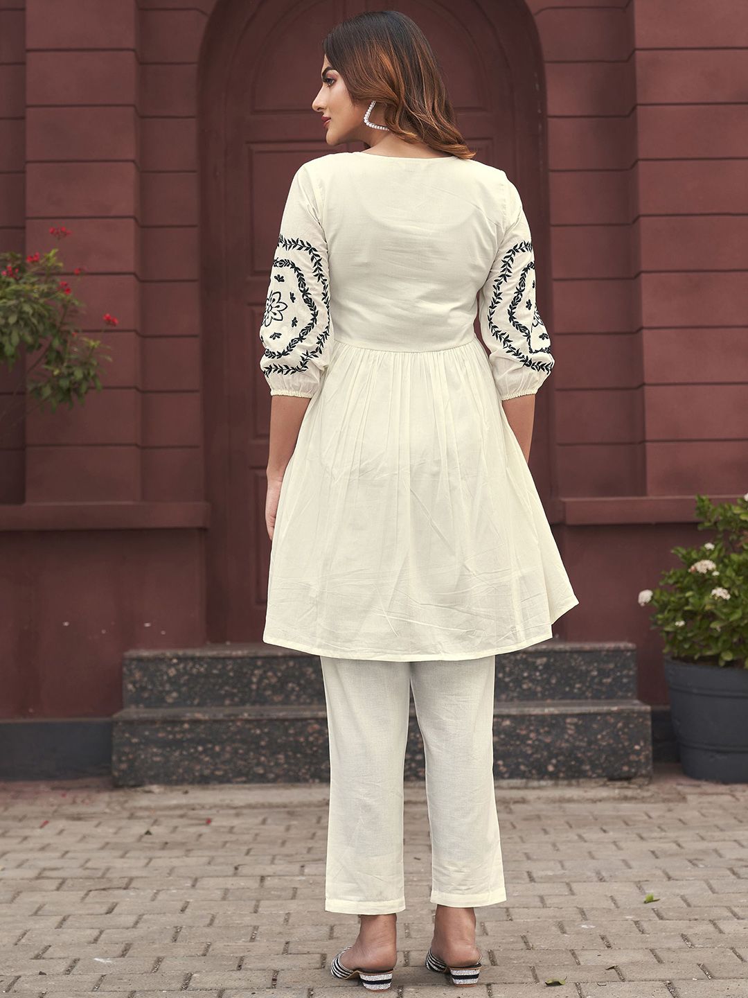 Embroidered Pure Cotton Top With Trouser