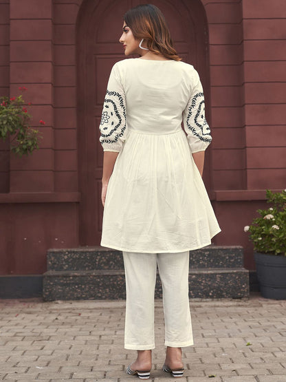 Embroidered Pure Cotton Top With Trouser